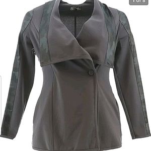 DG2 by Diane Gilman Coated Ponte Combo Knit Shawl Collar Jacket size XL NWT